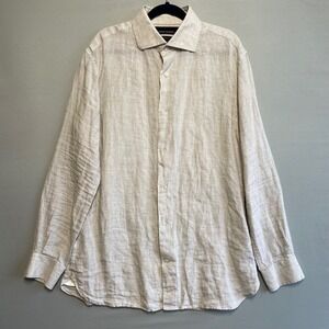 Banana Republic Mens Tailored Slim Fit Linen Long Sleeve Button Up Shirt Size M